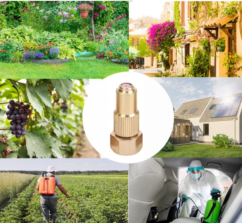 Brass Spray Nozzle Tips, 2 Pack, Ceramic Adjustable Mist and Stream Modes, Compatible with Backpack and Garden Sprayers, Heavy-Duty Replacement for Lawn and Farm
