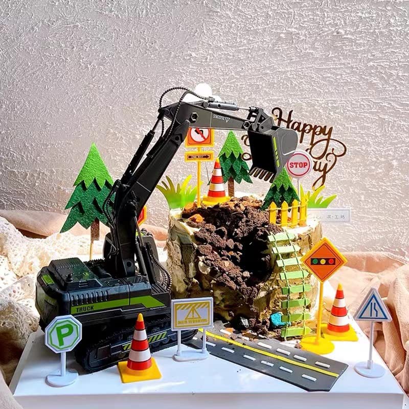 Gemini&Genius Alloy Excavator Model Construction Digger Engineering Vehicle - color: Green