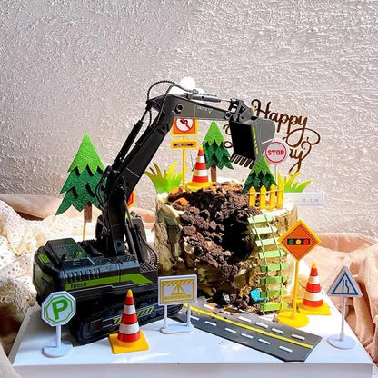 Gemini&Genius Alloy Excavator Model Construction Digger Engineering Vehicle - color: Green