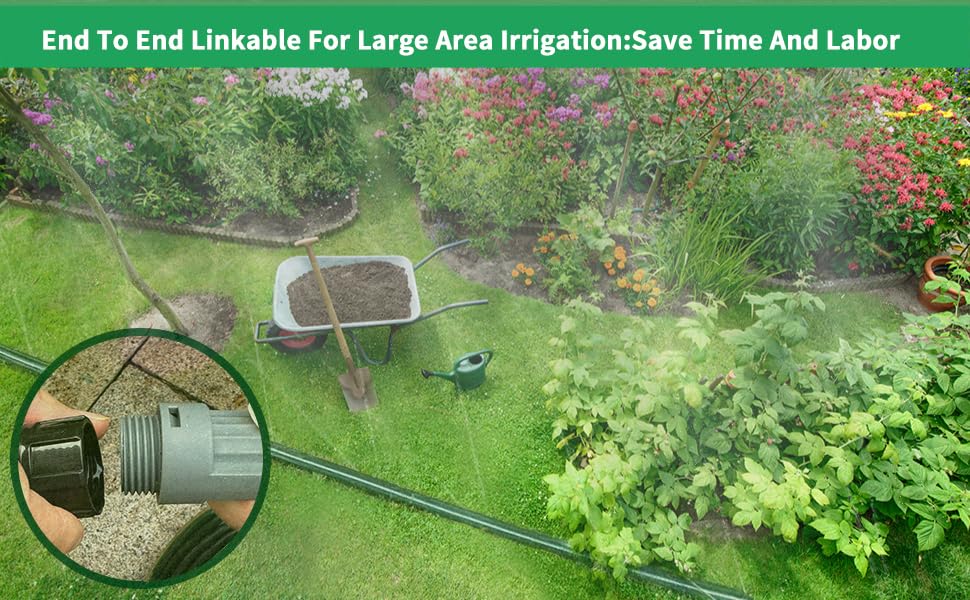 Watoo 2026 Sprinkler Hose & Soaker Hose for Yard - 150FT (50 * 3) Reinforced Flat Garden Hose with Holes, Heavy Duty No-Kink Lawn Irrigation Hose (Includes Stakes, High Pressure Spray) - size: 50FT*3(150ft)